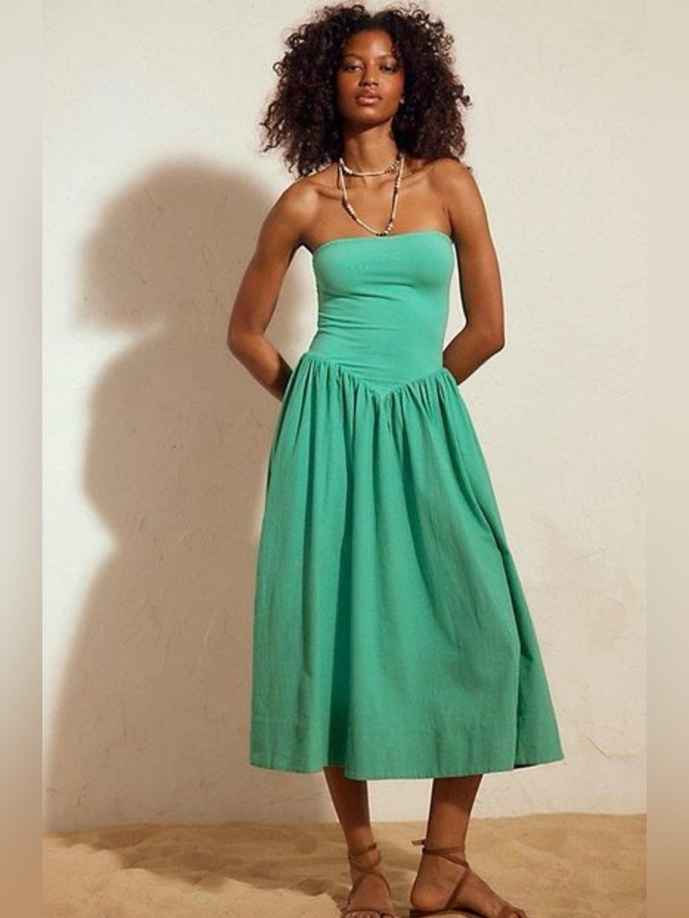 Free People Onda Drop-Waist Tube Midi Dress Size M - Picture 4 of 6